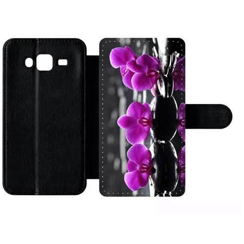 Etui À Rabat Samsung Galaxy J5 Orchide Violette Fond Gris