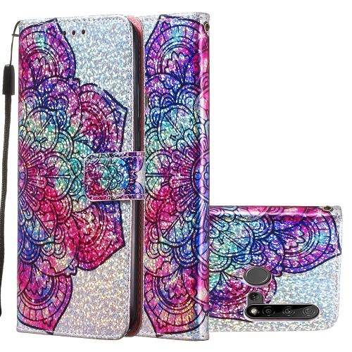 Etui en PU impression de paillettes fleur de mandala pour votre Huawei Nova 5i/P20 lite (2019)
