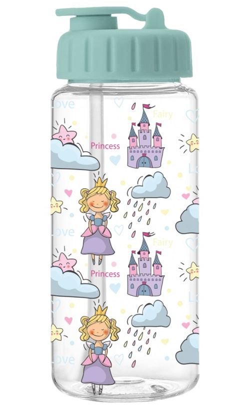 Arditex gourde 400 ml princesse 16 cm transparent/bleu