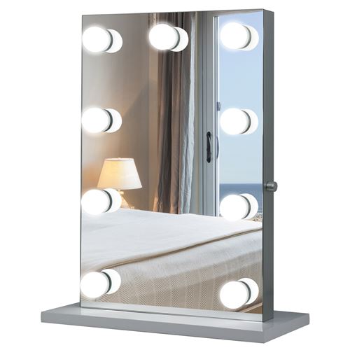 Grand Miroir Lumineux Pour Salle De Bain 115 Sur Miroir Maquillage Hollywood Pour Coiffeuse Grand Miroir Lumineux De Table Dim 60l X 22l X 72h 9 Ampoules Led Achat Prix Fnac