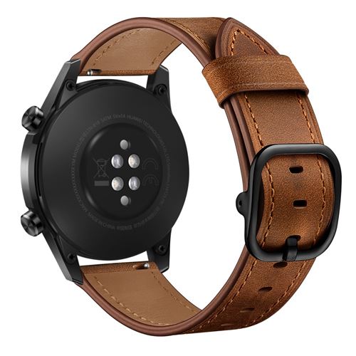 Bracelet en cuir véritable Style DS de 46 mm café pour votre Huawei Watch GT 2/1/Honor Magic GT 2e