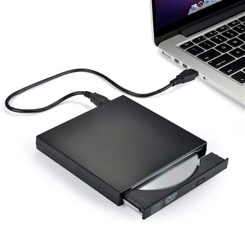 VSHOP ® Lecteur CD/DVD Externes Graveur CD Portable USB DVD CD R/RM Lecteur Graveur (CD seulement) Lecteur CD-DVD pour Ordinateurs, Ordinateurs de Bureau - Noir