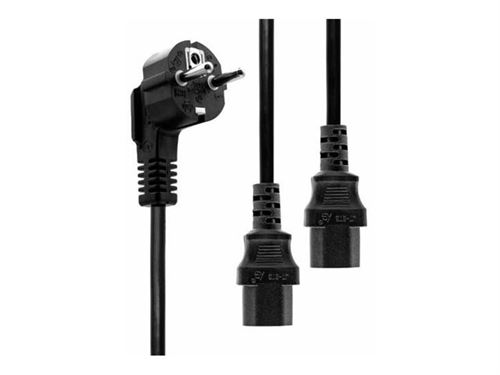 MicroConnect - Splitser voor stroom - IEC 60320 (M) naar IEC 60320 (M) - 1.8 m - zwart - Duitsland, Zweden