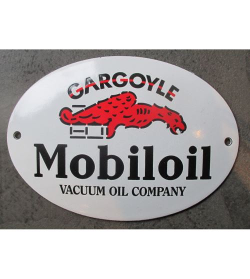 mini plaque emaillée gargoyle mobiloil ovale 14x10cm motor oil deco garage email