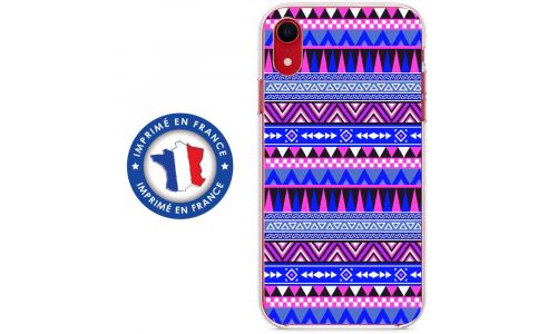 Coque souple pour Apple iPhone XR avec impression Motifs aztèque bleu et violet