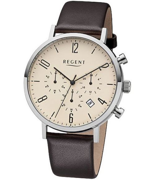 Regent Montre Homme F-1037 Chronographede couleur champagne, Blanc,