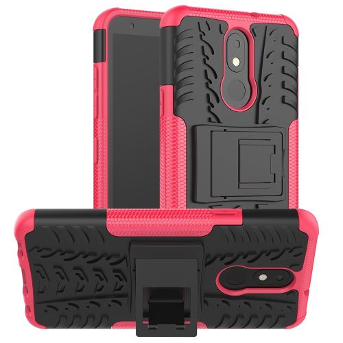 Coque en TPU hybride antidérapant avec béquille rose pour votre LG K30 (2019)