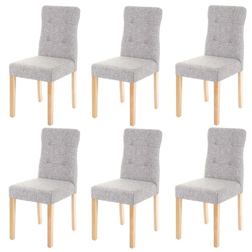 6x chaise de salle à manger MENDLER HWC-E58, fauteuil tissu gris, pieds clairs