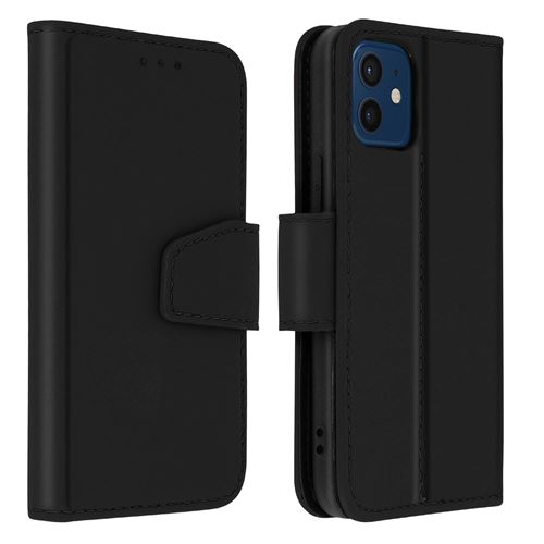 Avizar Housse Pour iPhone 12 / 12 Pro Cuir Porte-carte Fonction Support Premium Noir