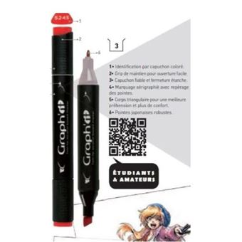 Trousse Graph'it de 24 Marqueurs à alcool double pointe Basic Colors