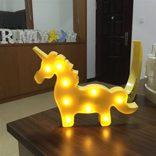 Lampe Décorative Licorne Veilleuse LED Maison Lumière Blanc Chaude - YONIS