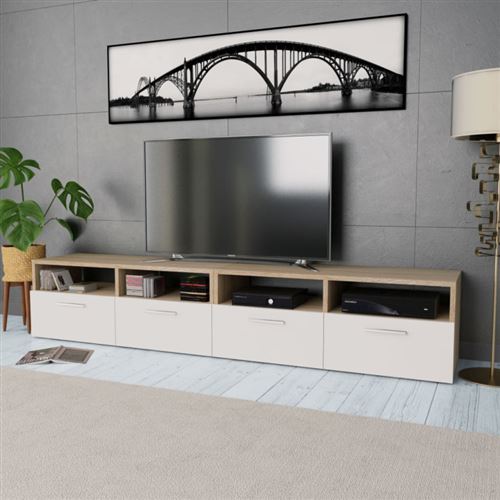 Meubles TV Vidaxl Meuble tv 2 pcs agglomr 95 x 35 x 36 cm chne et blanc