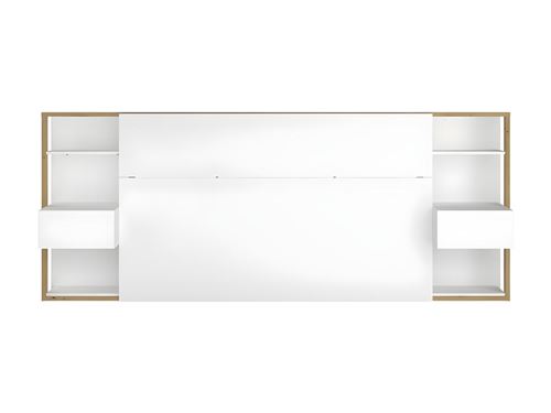 Tête de lit avec chevets MISTA - 160 cm - Blanc et chêne