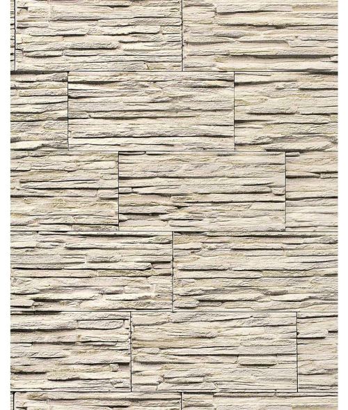 Papier peint quartzite ardoise en relief 1003-33 vinyle très résistant aspect pierre gris brun clair | 5,33 m2