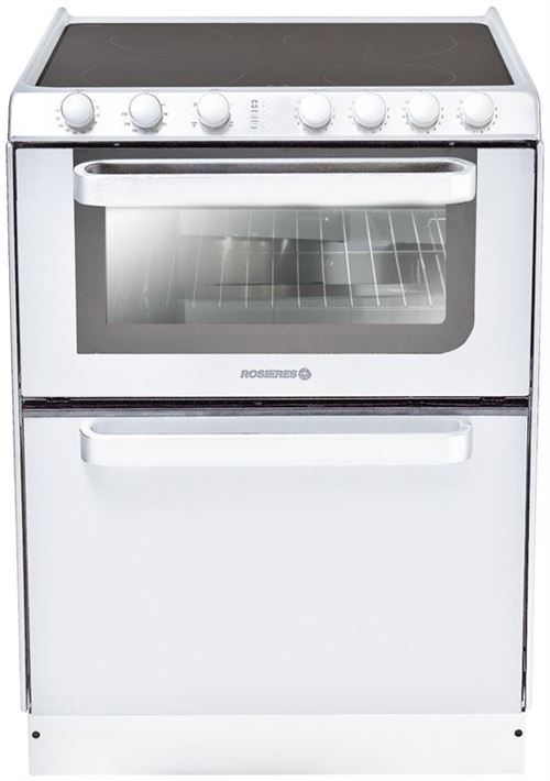 Rosières TRV60RB/U - Cuisinière - pose libre - largeur : 59.6 cm - profondeur : 60 cm - hauteur : 86.5 cm - blanc avec lave-vaisselle