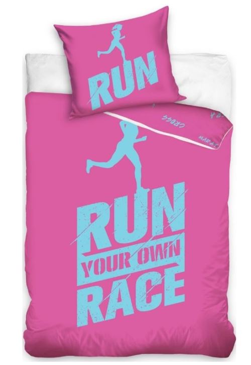 Carbotex housse de couette Run Your Own Race pink 140 x 200 cm