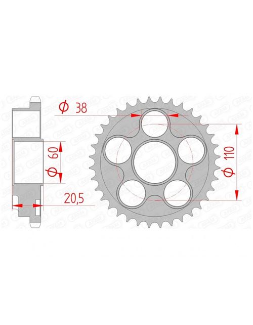 Couronne AFAM 36 dents acier standard pas 525 type 50605