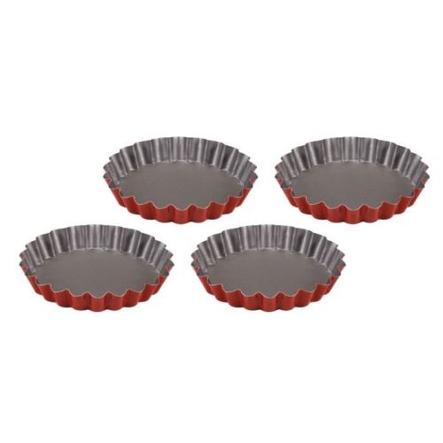 Guardini lot de 4 moules a tartelettes rossana ø12 cm gris et rouge
