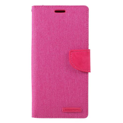 Etui en PU agenda en toile avec support rose pour votre Samsung Galaxy J6 Plus