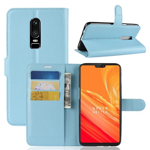 Etui en PU bleu bébé pour votre OnePlus 6