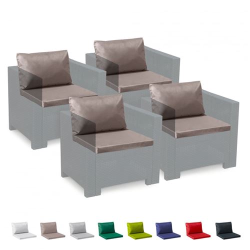Grand Soleil - Coussins de rechange pour salon de jardin Bica Grand Soleil Rotin imperméables étanches Rotin 4 places, Couleur: Marron