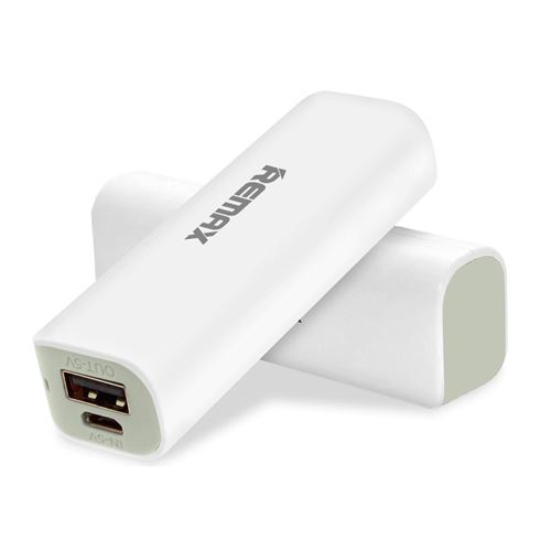 Powerbank USB 2600 mAh Portable Anti-surchauffe Universel Remax Gris et Blanc