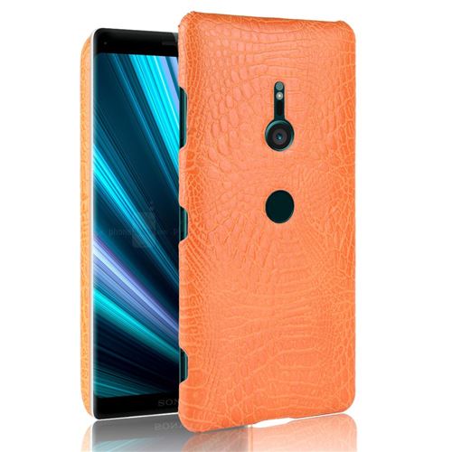Etui en PU enduit de crocodile orange pour votre Sony Xperia XZ3