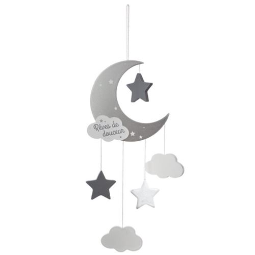 Suspension Enfant Lune 43cm Gris