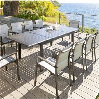 Table Extensible Azua 10 Personnes Hesperide Granit Effet Bois
