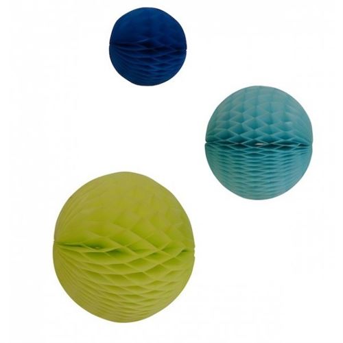 Boules alvéolées x 3 - jaune & bleu