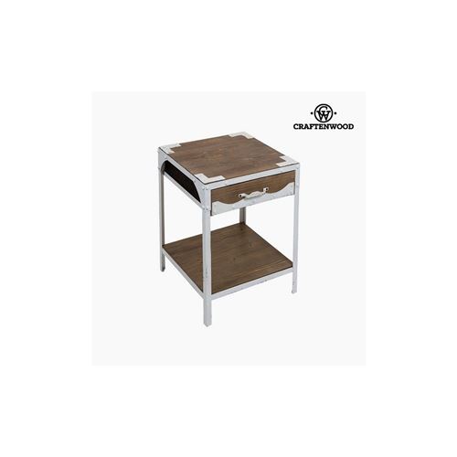 Table Bois d'épicéa Fer Blanc (1 tiroir) (45 x 45 x 56 cm) by Craftenwood