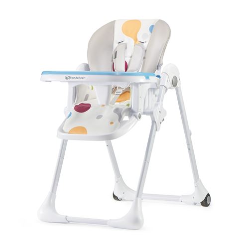 Kinderkraft Chaise haute bébé YUMMY Plateau réglable Tablette amovible Roulettes - multicolore