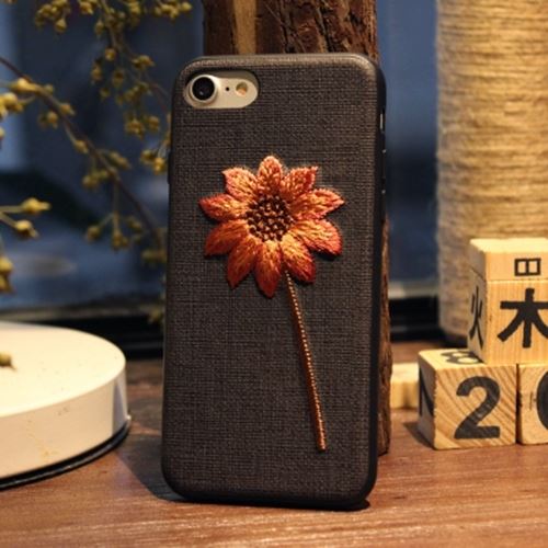 iPhone 8 Iphone 7 Noir Coque Protection Plastique Effet Tissus Fleurs ALS48030