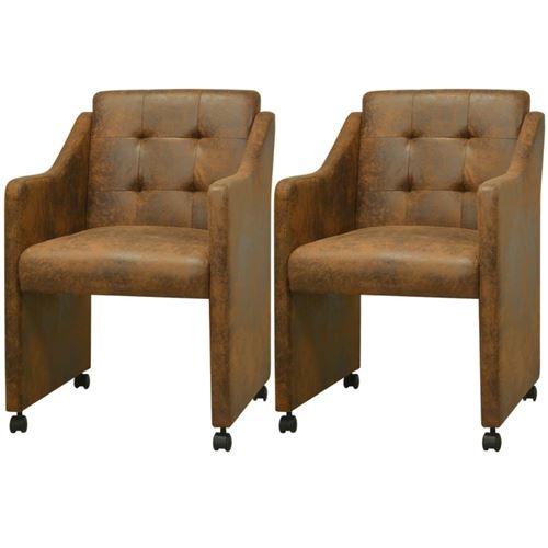 vidaXL Chaises de salle à manger 2 pièces Marron 59 x 57,5 x 86,5 cm