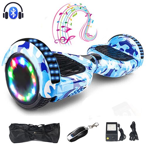 Hoverboard 6,5 pouces Bluetooth LED Moteur 700W - Bleu camouflage