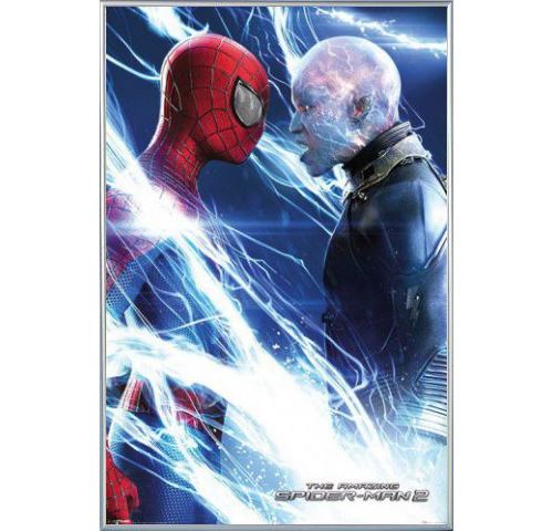 Poster Encadré: Spider-Man - 2, Spiderman And Electro (91x61 cm), Cadre Plastique, Argent