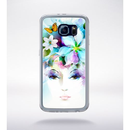 Coque Girl And Flowers Compatible Samsung Galaxy S6 Transparent