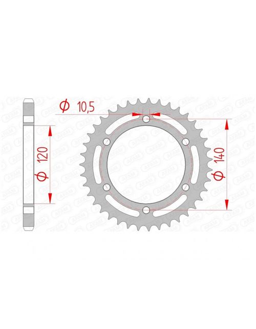 Couronne AFAM 38 dents acier standard pas 525 type 16605