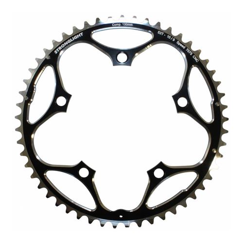 Plateau route 5bra 53dts d.130 exterieur noir alu 7075 stronglight type shimano 9-10v.
