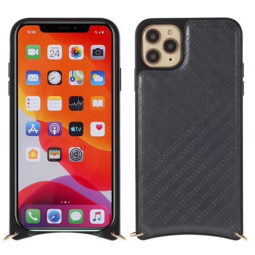 Coque en TPU + PU anti-chute mutural avec sangle gris pour votre Apple iPhone 11 Pro Max 6.5 pouces