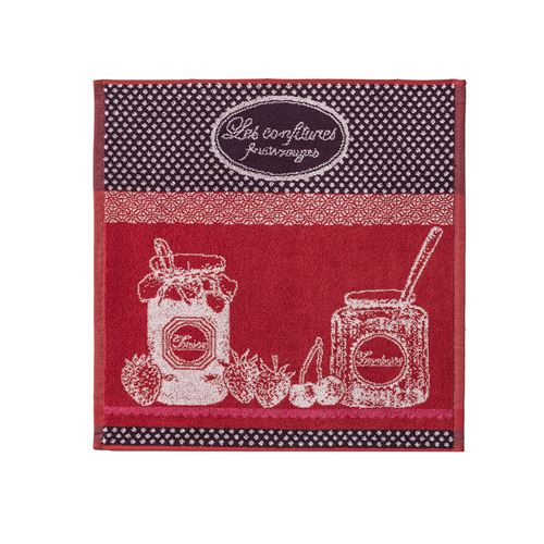 Coucke - Carré éponge Confiture Fruits Rouges en Coton Rouge - 50 x 50 cm