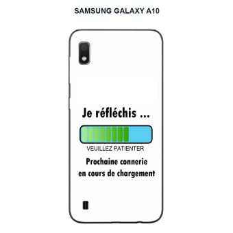 ماكينة عد النقود Coque Samsung Galaxy A10 design Message Je réfléchis, Texte noir
