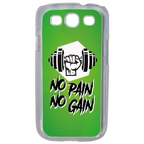 Coque No Pain No Gain Fond Vert Compatible Samsung S3 Transparent