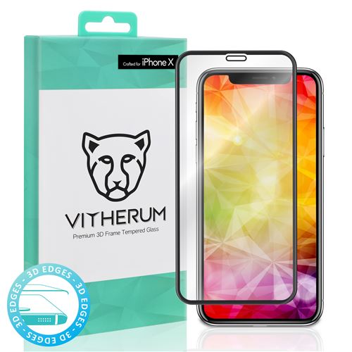 VITHERUM Turquoise pour iPhone X / XS Verre trempé incurvé 3D Touch, protection d'écran ultra résistant 9H et 188mJ