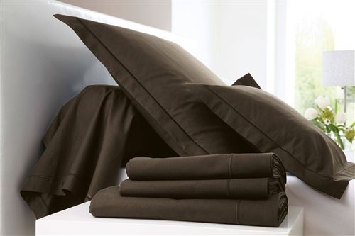 Taie d'oreiller Satin BLANC DES VOSGES - Ebène - 50 x 73 cm