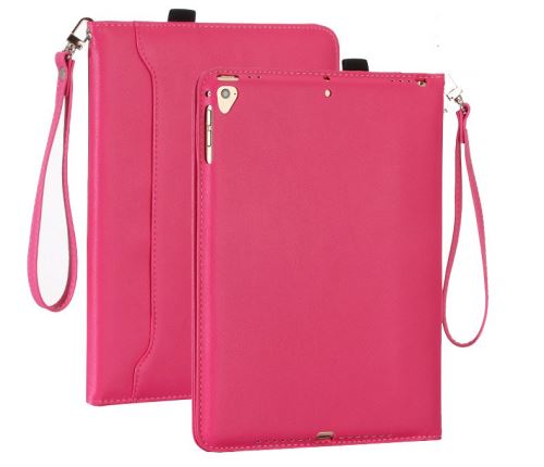 WISETONY® Etui en PU Sommeil intelligent dragonne pour votre iPad5 /air1 - Rose foncé