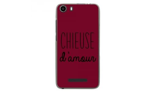 Coque souple pour Wiko Lenny 2 avec impression Motifs Chieuse d'Amour bordeau