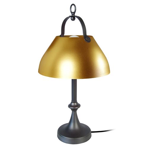 CLOCHE BARRE Lampe a poser acier répoussé 29,5x29x57 cm - Anthracite et or