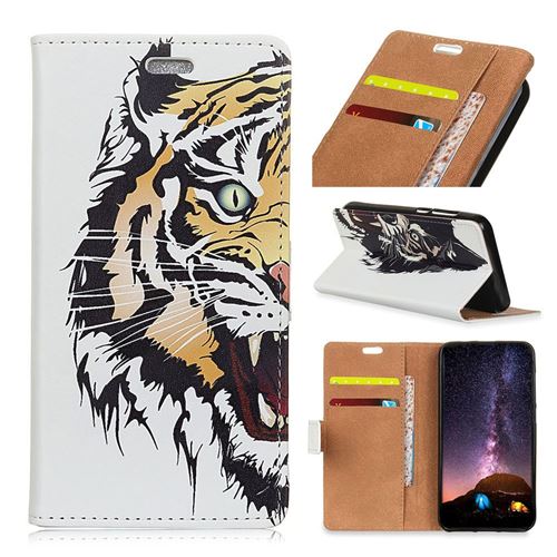 Etui en PU impression de motifs tigre féroce pour votre Huawei Honor 10 Lite/P Smart (2019)