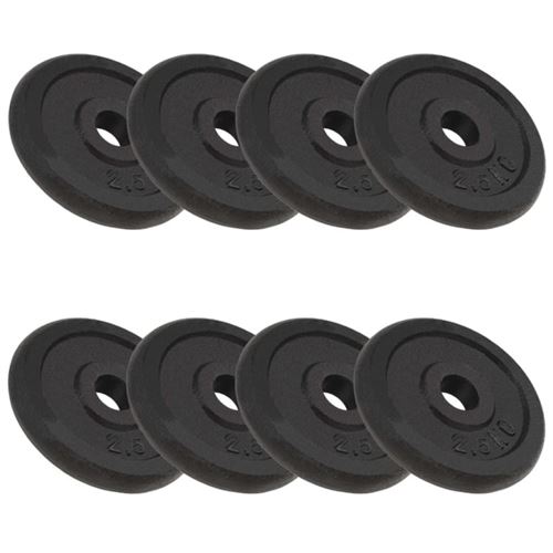 Vidaxl plaque de poids 8 pcs 8x2,5 kg fonte 91391